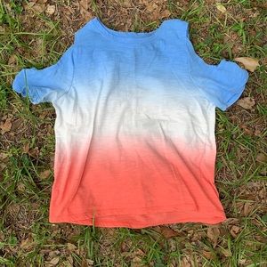 Old Navy Red White and Blue Cold Shoulder Shirt